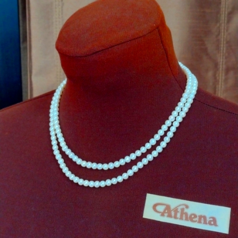 Vintage Style Double-Stranded Pearl Necklace